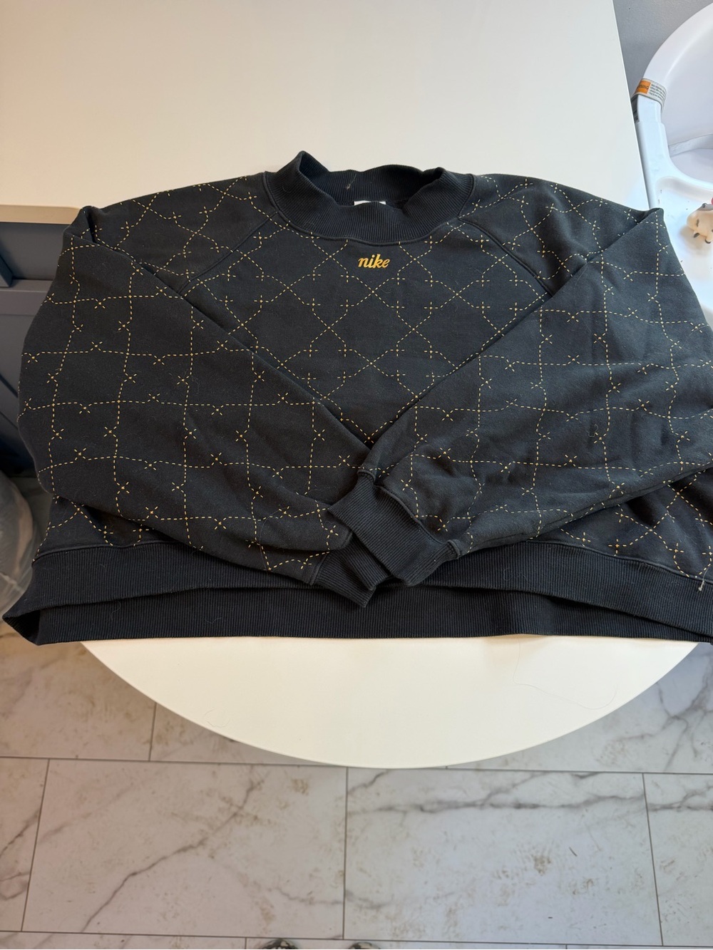 Nike Women’s Black Crewneck Sweatshirt with Gold Stitching
